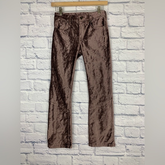 Free People Taupe Brown Velvet Cropped Flare Pants Size 24 Bohemian 90’s Y2K - Picture 3 of 15